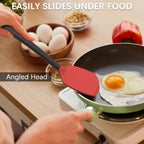 Coukre 2 Pack Silicone Spatula Set, High Heat Resistant, BPA Free Kitchen Spatula, Solid & Slotted Turner for Non-Stick Pans, Sautéing, and Flipping (2, Red)