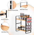 LEMIKKLE Coffee Station Organizer for Counter,Condiment Storage Caddy for Kitchen,2 Tier Wooden Shelf for Coffee Bar Accessories,Coffee Bar Organizer for Kitchen, Home, Office-Brown