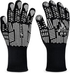 BBQ Gloves, Oven Gloves, Extreme Heat Resistant Barbecue Gloves, Silicone Non-Slip Oven Mitts, Kitchen Gloves for Cooking, Grilling, and Baking (Gray)