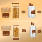 156oz 52oz Airtight Glass Square Storage Canister with Bamboo Lid Set of 2(4600ml*1 1550ml*1) Large Gallon Glass Jars for Sugar, Flour, Cookies and Coffee beans (‎with Black Lable)