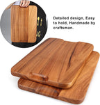 2 Pcs Wooden Rectangle Serving Trays for Ottoman Bar Party Food Tray Large Fruit Rectangular Platter Best Acacia Wood Plates for Decor Cheese Serving Board Snack Tray Charcuterie Boards Serving Dishes