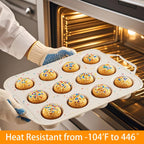 SOV Silicone Muffin Pan for Baking with Metal Reinforced Frame, Non-Stick 12 Cups Muffin Pan for Muffin Cakes, Tart, Bread,Cupcake Baking Pan Molds, Oven & Dishwasher Safe, 2 packs (white-D)