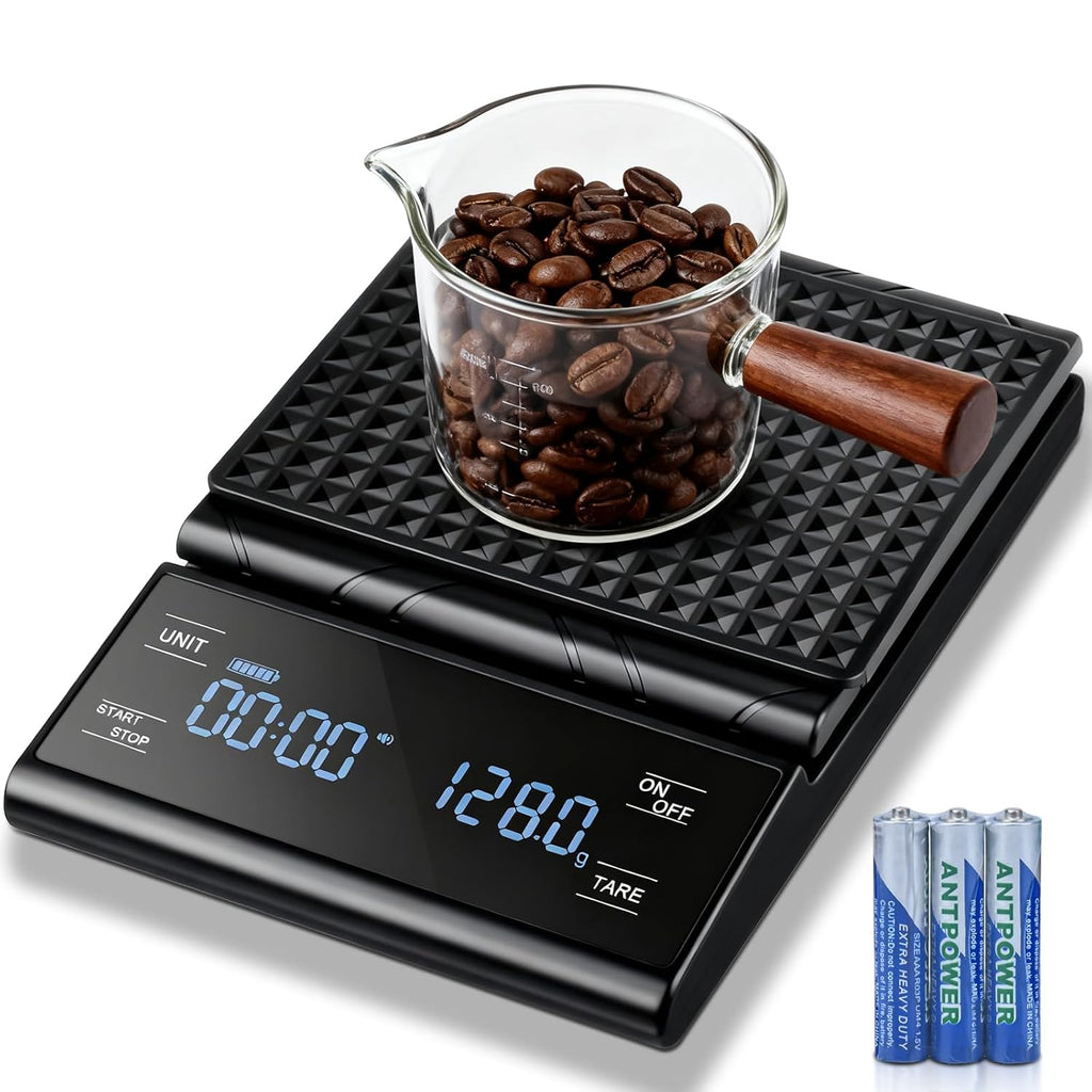 Coffee Scale with Timer, 5kg/0.1g Precision Pour Over Drip Espresso Scale for French Press, Digital Kitchen Scale with Auto Tare, Lit LCD Display and Silicone Cover, Batteries Included