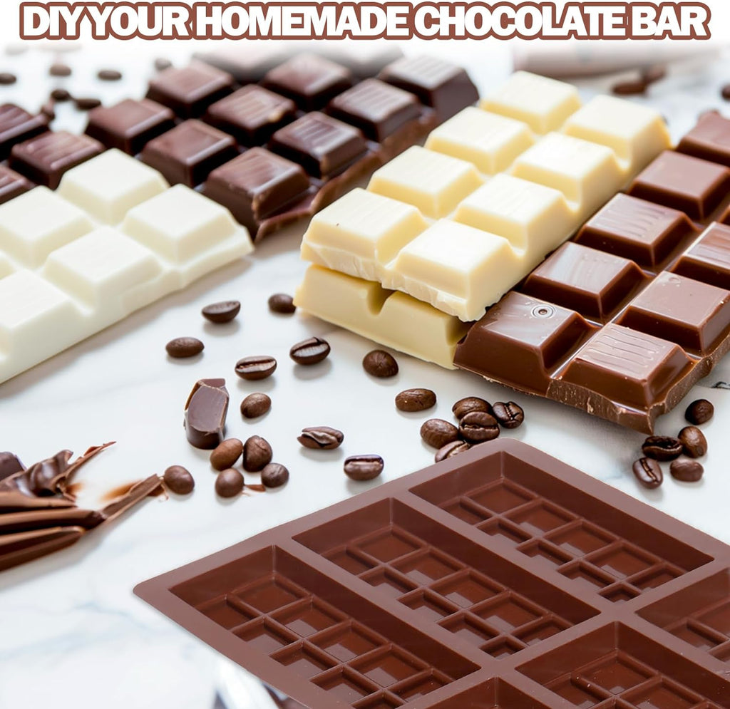 Mity rain Chocolate Bar Mold Deep, Silicone Thick Chocolate Bar Mold for Stuffed Bar, Square Knafeh Pistachio Chocolate Bar Break Apart Candy Bar Molds with 100pcs Storage Bags