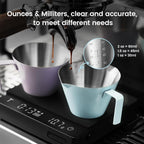 MHW-3BOMBER Espresso Measuring Cup with 3 oz Sauce Cup Espresso Shot Cup Stainless Steel Pouring Cup for Tomato Sauce|Steak Sauce|Desserts|Beverages| (Blue) G5738-OS