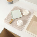 Silicone Dish Drying Mat for Multiple Usage,Easy clean,Eco-friendly,Heat-resistant Silicone Mat for Kitchen Counter or Sink,Refrigerator or Drawer Liner Tapioca XL 18 inches x 16 inches