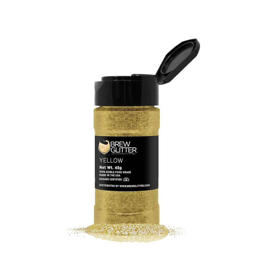 Yellow BREW GLITTER Edible Glitter For Drinks, Cocktails, Beer, Garnish Glitter & Beverages | KOSHER & HALAL Certified | 100% Edible & Food Grade | Vegan, Gluten, Nut Free (45g Shaker, Yellow)
