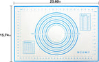 Baking Mats Silicone Kitchen Counter Dough Rolling Mat,Anti-slip Silicone Dough Mat with Measurement,24 x 16 Inches (Blue)