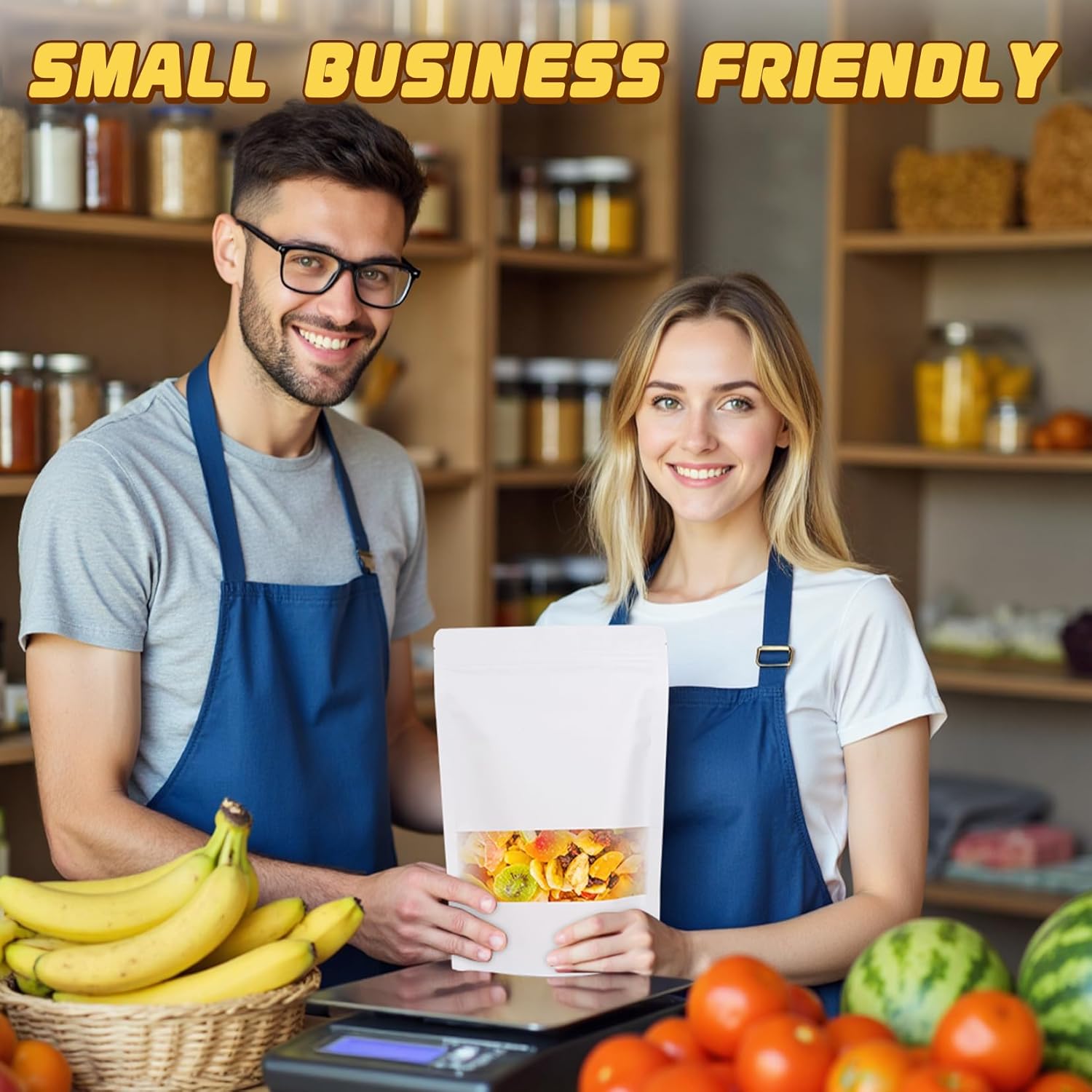 Jetmore-50pack-Smell-Proof-Bag, Reusable Zip Lock Bags with Window, Resealable Stand Up Packaging Bags, Brown Paper Pouches for Coffee, Tea, Herbs, Spice, Snack, Baked Goods, Goodie Bags