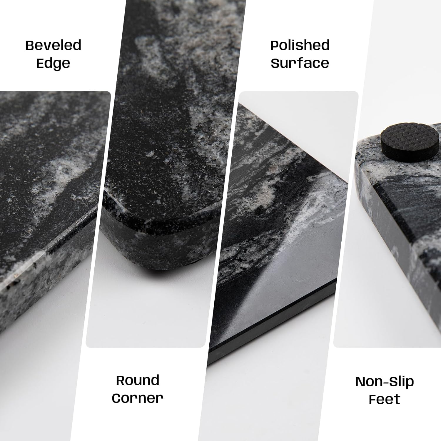 Natural Black Marble Pastry and Cutting Board, 12x20x0.7 Inch, Heavy for Dough Chocolate, Pack of 1