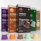 Woken Coffee Compostable Nespresso Pods Variety Pack - Dark and Medium Roast Italian Espresso Compostable Coffee Pods Compatible with Nespresso Machine (50 Pods, 5 Boxes) (Pack of 5), Variety Pack)