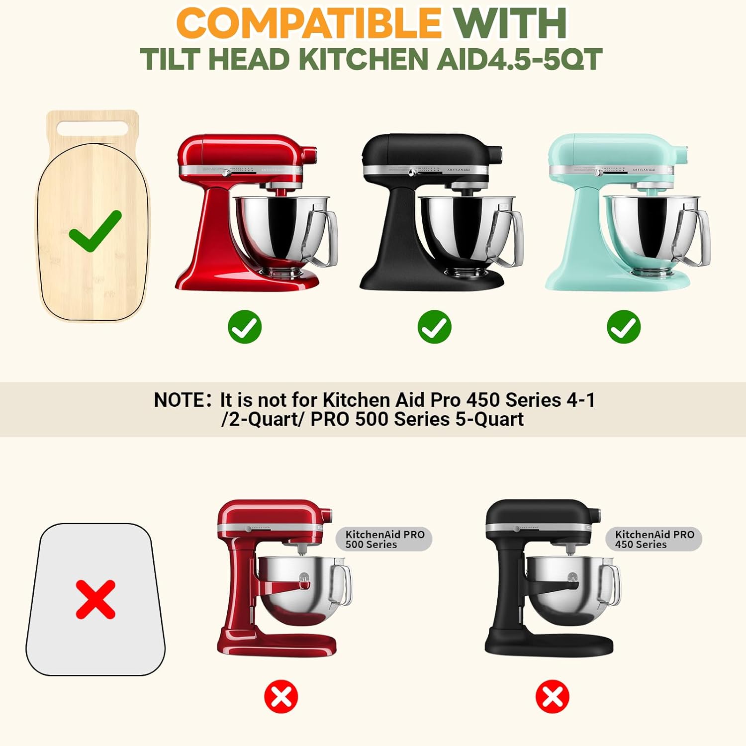 Mixer Slider Compatible with Kitchen aid Bowl Lift 4 .5-5 Qt Stand Mixer Natural Bamboo - Kitchen Countertop Storage Mover Sliding Caddy for Kitchen Aid 4 .5-5 Qt Mixer (Natural)