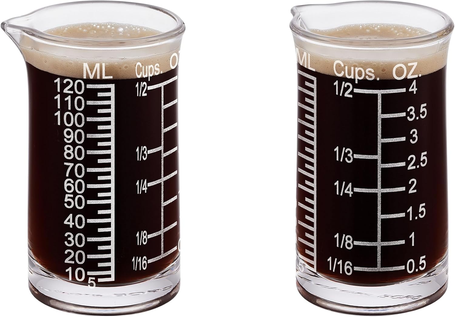 Ackers 4oz Etching Scale Glass Measuring Cup – Shot Glass with Ounce,Ml,Cups Markings for Kitchen & Bar