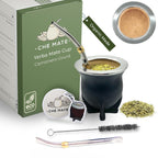 Premium Argentina-Uruguay Yerba Mate Cup and Bombilla Set, Organic Gourd Tea Mug with Steel Straw (Bombilla) and Cleaning Brush, Handcrafted for Loose Leaf Yerba Mate Tea - Camionero Version
