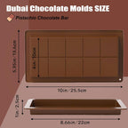 2 Pack Deep Chocolate Bar Molds Silicone,Large Stuffed Dubai Pistachio Deep Bar Moulds Kit 1 Inch Thick Big，for Homemade Making Bar Candy Bar Bpa Free DIY.