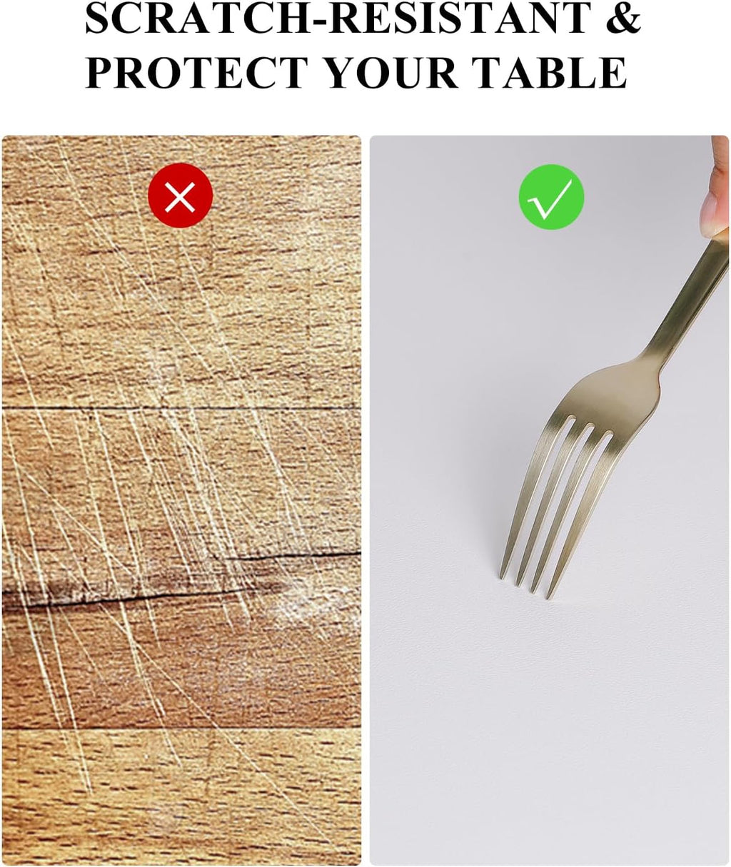 Pure White Plastic Table Cover Protector, 36" x 54" Waterproof Easy Flat PVC Desk Pad Mat, 1.5mm Thick Rectangle Vinyl Table Top Protector for Dining Room Table, Office, Dresser