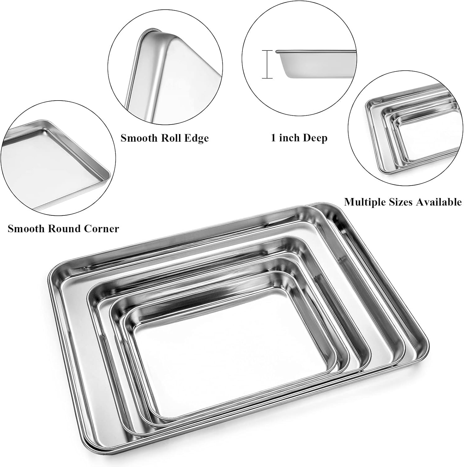 Baking Sheet with Rack Set, Yododo Set of 4 (2 Sheets + 2 Racks), Stainless Steel Cookie Sheet Baking Pan Tray with Cooling Rack, Non Toxic & Heavy Duty & Easy Clean - Size of 17½ inch