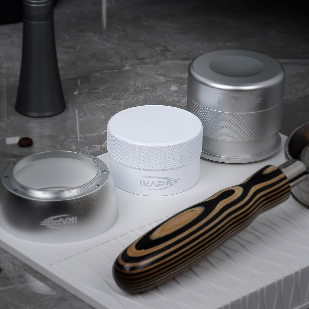 IKAPE 51MM Coffee Distributor, Gravity Adaptive Espresso Distributor Fits All 51MM Espresso Portafilter, Compatible with 51MM Delonghi Bottomless Portafilter (White)