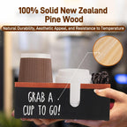 100% Wooden Coffee Cups Holder with U-Shape Cutout Design for Countertop-Coffee Bar Organizer for Cups, Lids, Pods, Stirrers, and Accessories, Great Gift for Home or Office