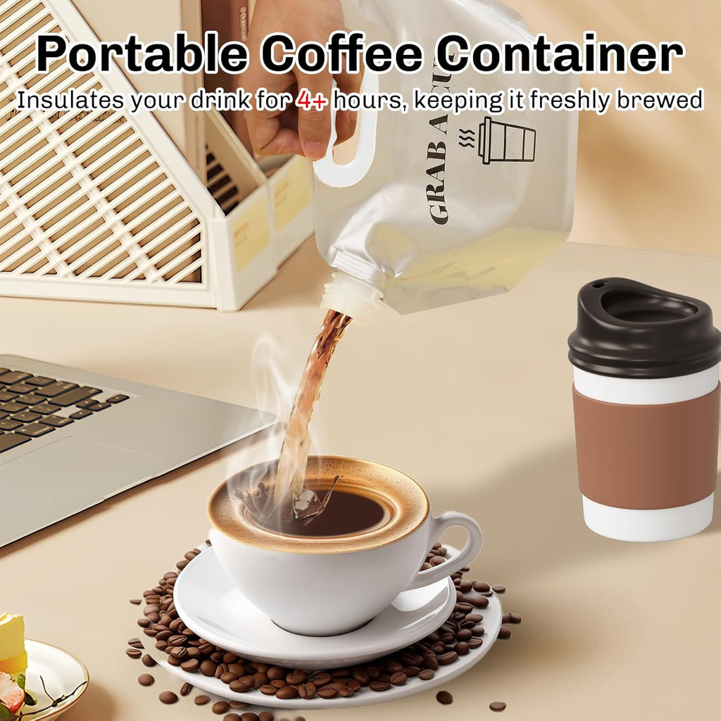 10 Pack Disposable Coffee Dispensers with Handle Coffee Box Cold Hot Beverage Dispenser COFFEE Carrier with Handle Take Out Camping Water Storage Containers Water Bag for Hiking (88oz) (White)