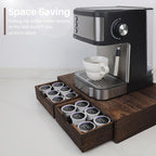 HTB K Cup Holder Compatible with K Cups,Coffee Pod Holder Holds Up 30 Cups,K Cup Organizer Storage Drawer (Wood-b)