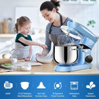 9.5 Qt Stand Mixer, 10-Speed Tilt-Head Food Mixer, Vezzio 660W Kitchen Electric Mixer with Stainless Steel Bowl, Dishwasher-Safe Attachments for Most Home Cooks(Blue)