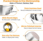 TeamFar Mixing Bowls, 5PCS Stainless Steel Serving Salad Bowls with Lids, For Kitchen Mixing/Baking/Storing/Prepping, Visible & Airtight, Non-Slip Bottom - 4.6/3.5/1.5/1 / 0.7 QT, Khaki