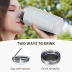 MEWAY 20oz Tumbler 12 Pack Double Wall Vacuum Insulated Travel Glitter Mug Bulk, Stainless Steel Tumblers with Lid and Straw, Powder Coated Coffee Cups for Woman(Rainbow White,Set of 12)