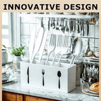 Silverware Organizer Countertop,Acrylic Small Silverware Caddy for Countertop,Knife Fork and Spoon Organizer for Kitchen Storage,Cabinet and Dining Room(White)