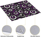 Purple White and Black Circle Pattern Dish Drying Mat, Absorbent Microfiber Decorative Kitchen Counter Mat, 16x18 inch Polyester, Absorption, Foldable, for Dishes Utensils Small Appliances, Home Decor
