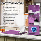 Dish Drying Mat for Kitchen Counter | Coffee Bar Mat for Countertops | Heat Resistant Drainer Mat with Non-slip Rubber Backed | Hide Stain Kitchen Absorbent Draining Mat | Purple 16"x20"