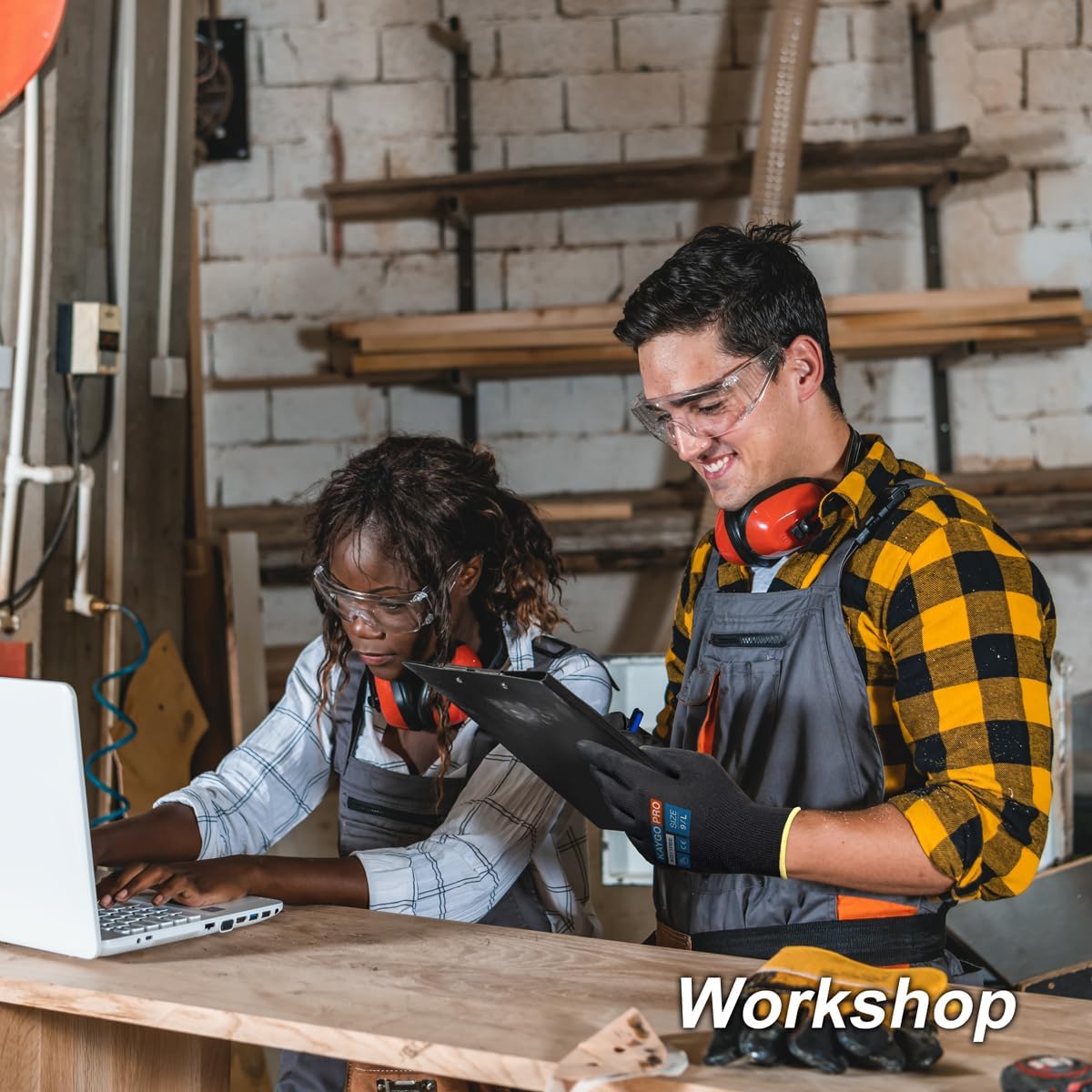 KAYGO Safety Work Gloves PU Coated for Men and Women, 60 Pairs KG11PB, Seamless Knit Glove with Two Fingers Touchscreen, breathable and lightweight Ideal for General Duty Work (Small,Black)