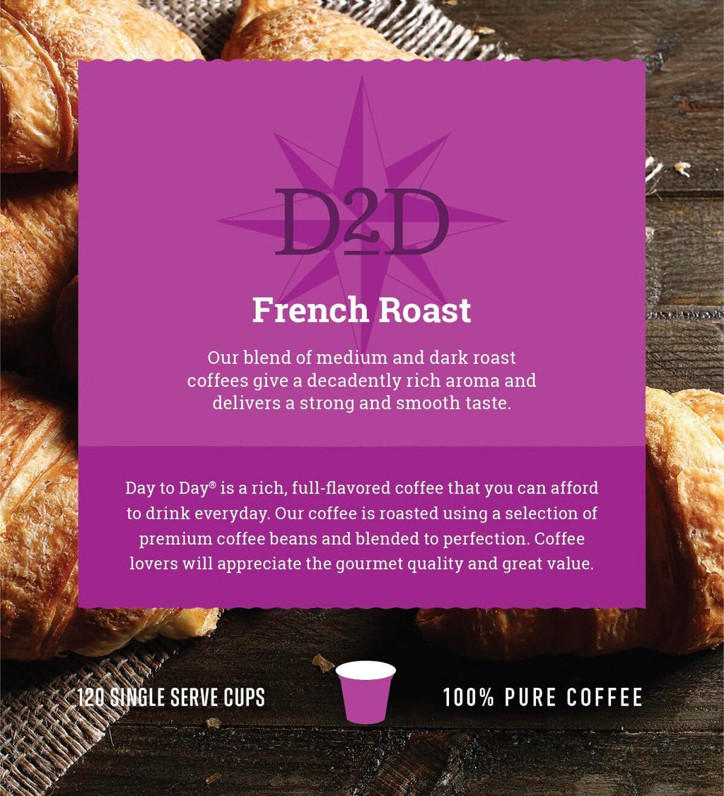 Day To Day 120-Count French Roast Dark Roast Single Serve Coffee Pods for K-Cup Keurig Brewers