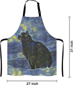Apron for Women and Men, Oil Painting Galaxy Cat Adjustable Kitchen Chef Apron for Cooking Baking - Cute Birthday, Anniversary, Mother's Day Apron Gifts for Mom Wife Girlfriend Aunt Grandma