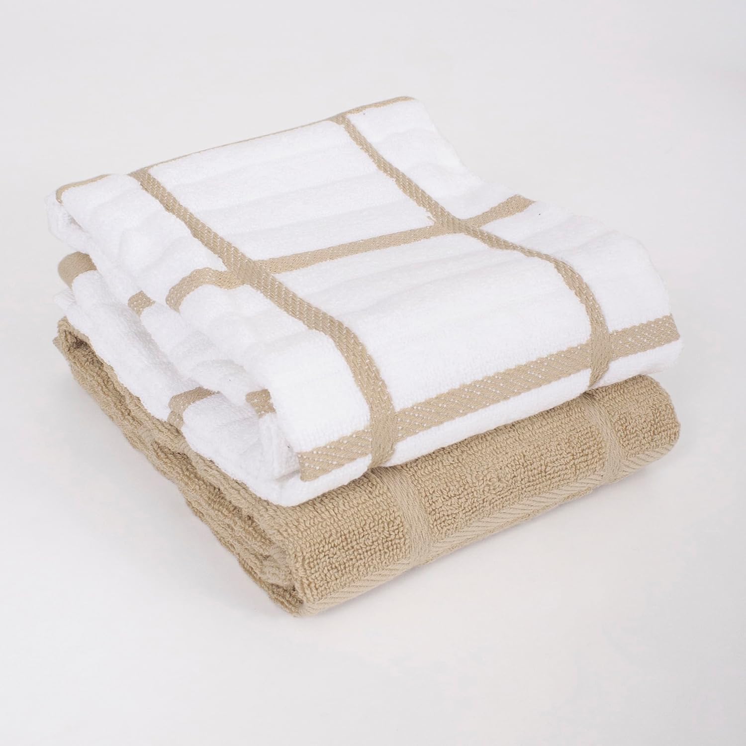 All-Clad Solid & Coordinate Kitchen Towels: Highly Absorbent, Super Soft Long Lasting 100% Cotton, 17" x 30" Tea Towels for Cleaning & Drying Dishes, Pans, Glassware, Countertops, 4-Pack, Cappuccino