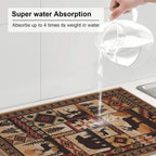 Western Wildlife Geometric Dish Drying Mat for Kitchen Counter, Absorbent Microfiber Washable Drying Pad for Dishes, Absorption, Foldable, Decorative Rustic Kitchen Mat for Sink, Home Decor, 18" x 24"