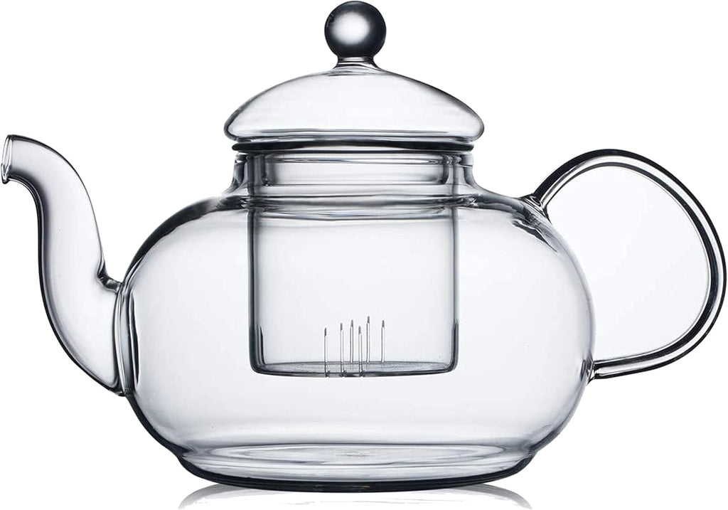 CnGlass 33.8oz Glass Teapot with Removable Infuser,Stovetop Safe Tea Kettle,Blooming & Loose Leaf Tea Pot