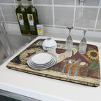 Giwawa Vintage Rooster Dish Drying Mat for Countertop, 18"x24" Farmhouse Chicken Dish Drainer Mats, Rustic Country Style Fast Drying Microfiber Dish Drying Pad Kitchen Accessories Decor Large