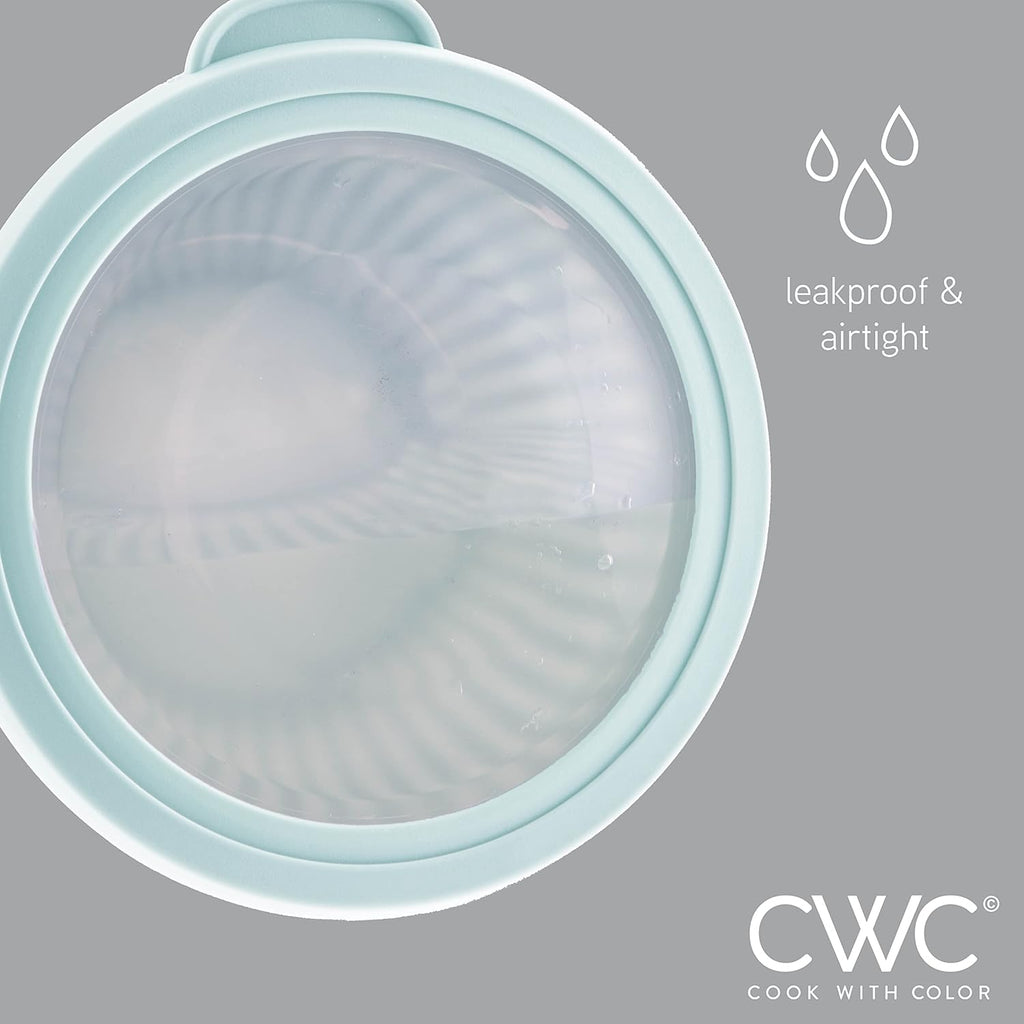 COOK WITH COLOR 4pc Plastic Mixing Bowl Set with Lids (Teal Ombre, 210 ml, 550 ml, 1150 ml, 3500 ml) - Sturdy, Nesting, BPA Free, Dishwasher Safe, Food Safe, Bowls for Cooking and Baking