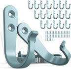 20PCS Heavy Duty Metal Wall Hooks, Coat Hooks for Hanging - Single Prong with 40 Screws (Coats Towels Backpacks) - Light Blue