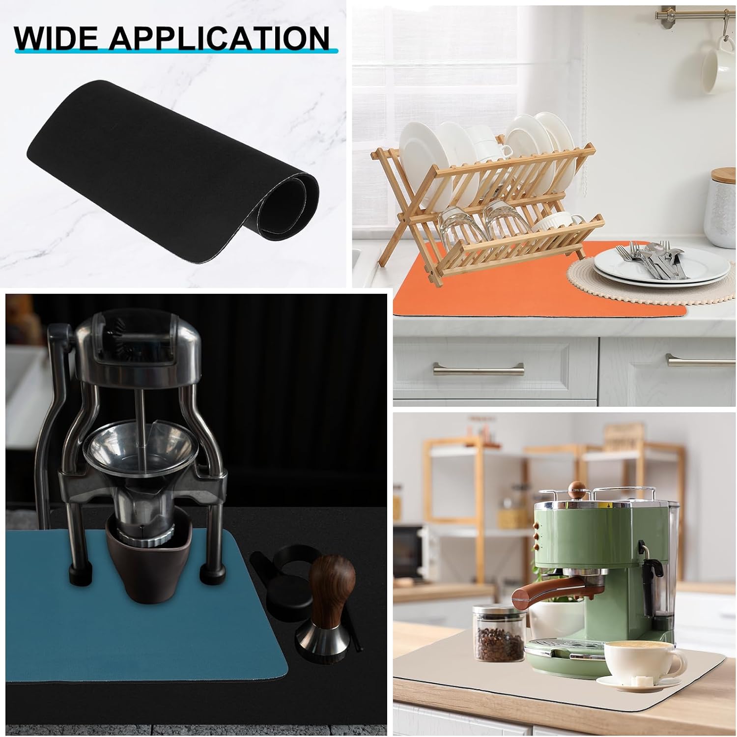 uxcell Silicone Mats for Kitchen Counter, 35.4" x 23.6" Non-Slip Countertop Protector Mat Heat Resistant Coffee Mat Waterproof Table Placemat, Black