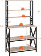 Yaheetech 6-Tier Kitchen Bakers Rack, 31.5 Inch Coffee Bar Table, Farmhouse Microwave Oven Stand Cabinet for Small Spaces, Corner Organizer Storage Shelf for Spices and Pots, Grey