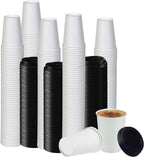Smygoods White Disposable Paper Coffee Cups with Lids (16 OZ, 100 Count) For Hot Beverages, Tea, Espresso, Cocoa - To Go Drink Containers, Café & Office