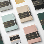 &And Per Se Dotted Journal Notebook (5 Packs), A5 Hardcover Leather Dotted Journal, 160 Pages 100 gsm Thick Paper, 3 Sheets of Stickers Included- 5.7'' x 8'' (Cyan