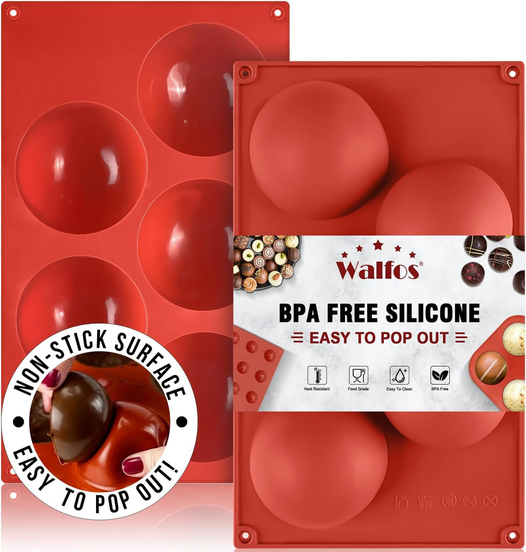 Extra Large 5-Cavity Semi Sphere Silicone Mold, 2 Packs Half Sphere Silicone Baking Molds for Making Chocolate, Cake, Jelly, Dome Mousse