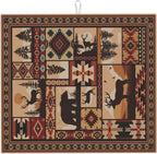 Western Wildlife Geometric Dish Drying Mat for Kitchen Counter, 16" x 18" Absorbent Microfiber Foldable Drying Pad for Dishes, Absorption, Washable, Decorative Rustic Kitchen Mat for Sink, Home Decor