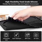 Food Grade Silicone Espresso Tamping Mat for Counter – Waterproof Non-Slip Coffee Tamper Mat for Barista Espresso Machine Accessories – Multi-Slot Tamp Station Espresso Mat for Countertop Black