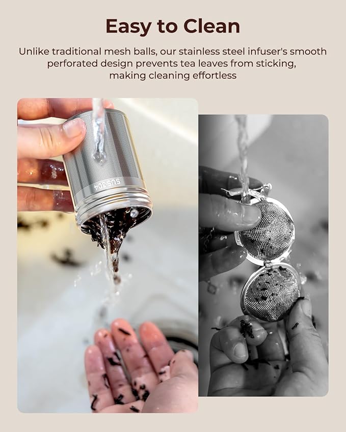 2 Pack Reinmoson Large Tea Infuser for Loose Tea & Spice Infuser for Cooking, 2.1” x 2.9” Extra Fine Mesh Large Tea Strainers, 304 Stainless Steel Loose Leaf Tea Steeper for Black Tea, Rooibos, etc