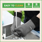 GEEKHOM BBQ Gloves Heat Resistant Oven Mitts - Silicone Grilling Gloves with 13.7" Arm Protection - Waterproof Pot Holder Non-Slip for Men & Women, Kitchen Outdoor Cooking, Baking, Camping, Light Gray