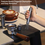 MEION Retractable WDT Espresso Distribution Tool Espresso Stirrer Tools, 0.35mm 6 Needles Coffee Distributor with Extra 6 Replaceable Needles, Espresso Machine Accessories for Barista (Silver, V2)